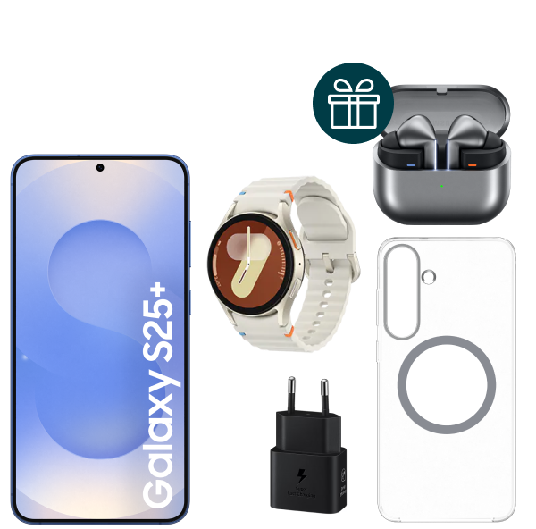 Pack Galaxy S25 + 512Gb Navy + Watch7 BT 40mm Beige + Funda + Power Adapter 45W + Free Galaxy Buds3 Pro